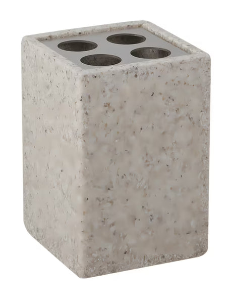 Volně stojící držák kartáčků Optima Supera v odstínu light-limestone z polyresinu.