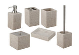 Volně stojící držák kartáčků Optima Supera v odstínu light-limestone z polyresinu.