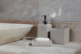 Volně stojící koupelnová dóza Optima Supera z polyresinu v barvě light-limestone