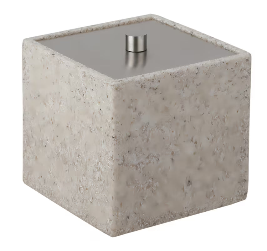 Elegantní multifunkční box s víčkem Optima Supera v provedení light-limestone do koupelny.
