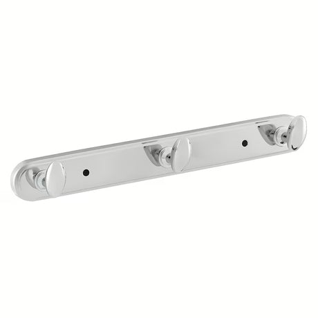 Nástěnný trojháček Optima Chrome s kulatým designem pro zavěšení ručníků a oblečení.
