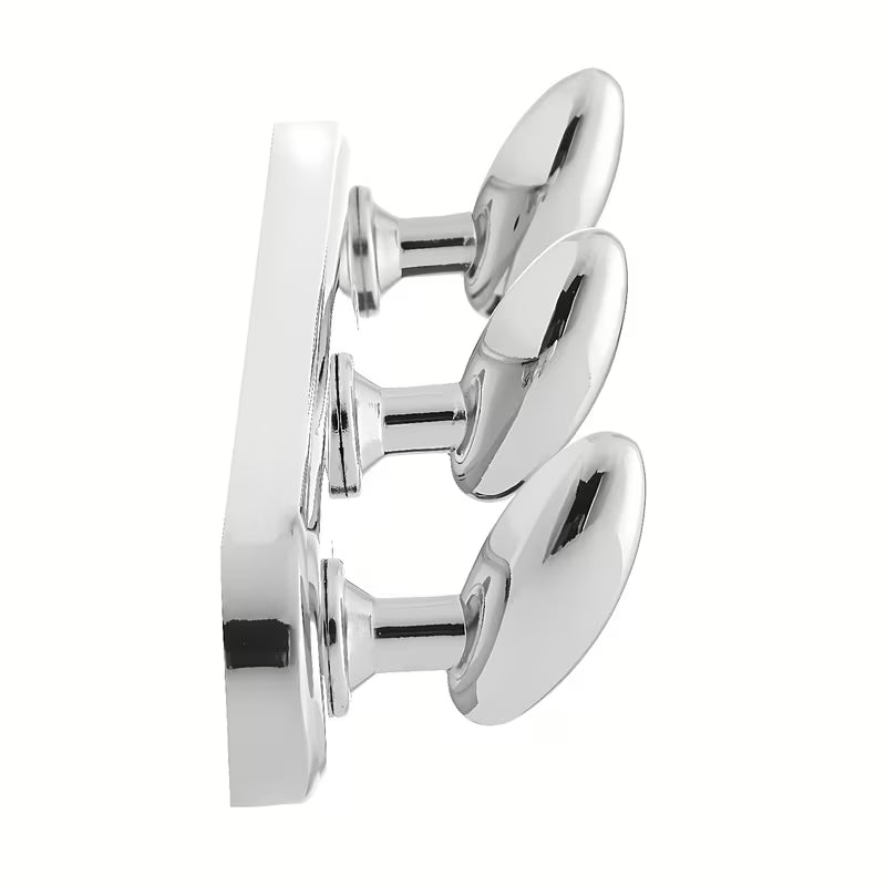 Nástěnný trojháček Optima Chrome s kulatým designem pro zavěšení ručníků a oblečení.