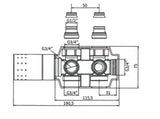 Bílý univerzální termostatický ventil pro radiátory se středovým připojením a roztečí 50 mm