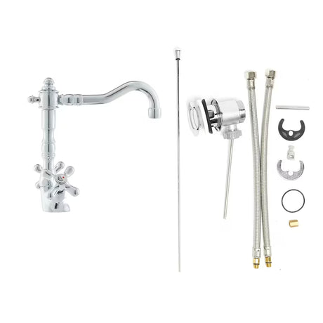 Chromová kohoutková umyvadlová baterie Paffoni Ricordi s výpustí v retro designu