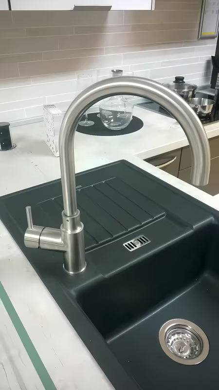 Paffoni Vallone nerezová dřezová baterie Supersteel s otočným ramínkem