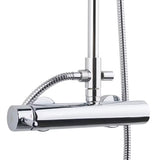 Sprchový systém Paffoni Chrome s pákovou baterií, ruční a hlavovou sprchou v kulatém designu.