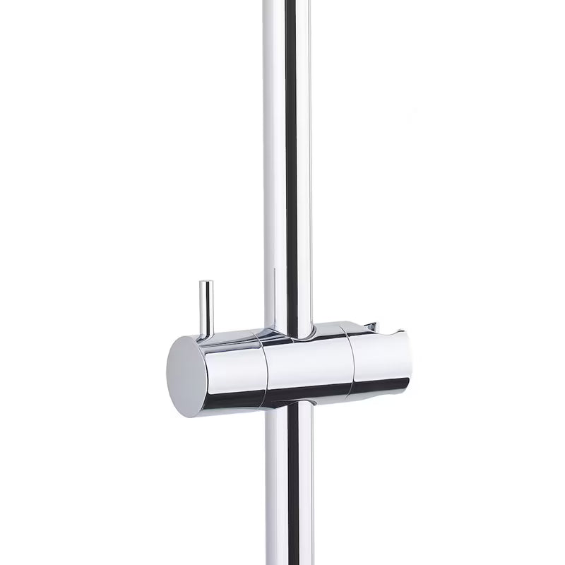 Sprchový systém Paffoni Chrome s pákovou baterií, ruční a hlavovou sprchou v kulatém designu.