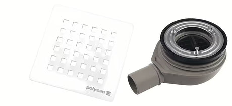 Polysan Flexia sifon k vaničce bílý pro odtokový otvor 90 mm s nerezovou krytkou