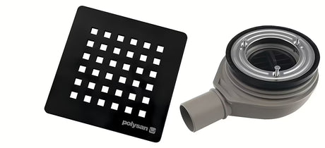 Polysan Flexia sifon k vaničce s nerezovou černou krytkou pro odtokový otvor 90 mm