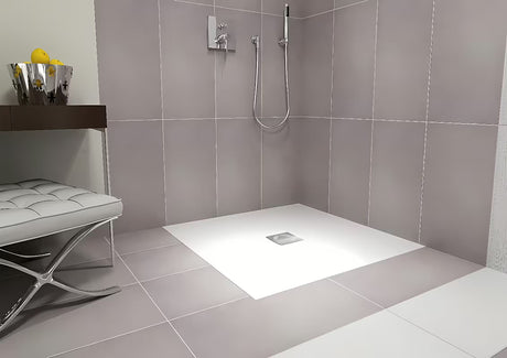 Bílá obdélníková sprchová vanička Polysan Flexia 110x100 cm z litého mramoru.