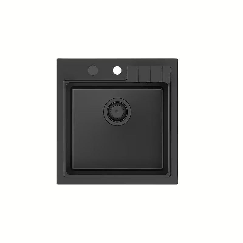Černý granitový kuchyňský jednodřez Quadron Peter pro montáž na pracovní desku