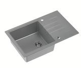 Šedý granitový kuchyňský dřez s odkapávačem pro montáž na pracovní desku Quadron Peter
