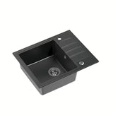 Černý granitový kuchyňský jednodřez s odkapávačem pro montáž na pracovní desku Quadron Peter