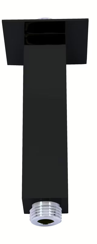 Černé matné stropní sprchové rameno Rav Slezak v hranatém designu, délka 12 cm.