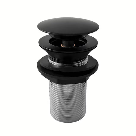 Umyvadlová výpusť 5/4" ClickClack s velkou zátkou v černé matné pro umyvadla bez přepadu