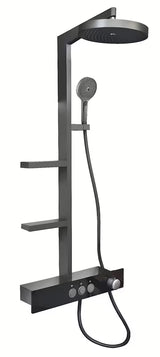 Sprchový systém Rav Slezak metal grey s hlavovou sprchou ⌀ 300 mm a 3-polohovou ruční sprchou