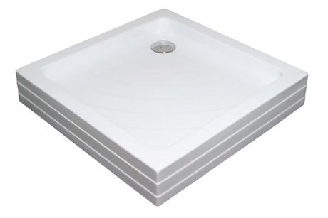 Bílá čtvercová sprchová vanička Ravak Angela PU 90x90 cm z akrylátu se samonosným panelem