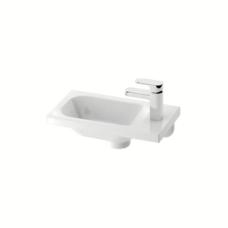 Bílé závěsné umývátko Ravak Chrome 40 x 22 cm, pravé provedení, bez přepadu