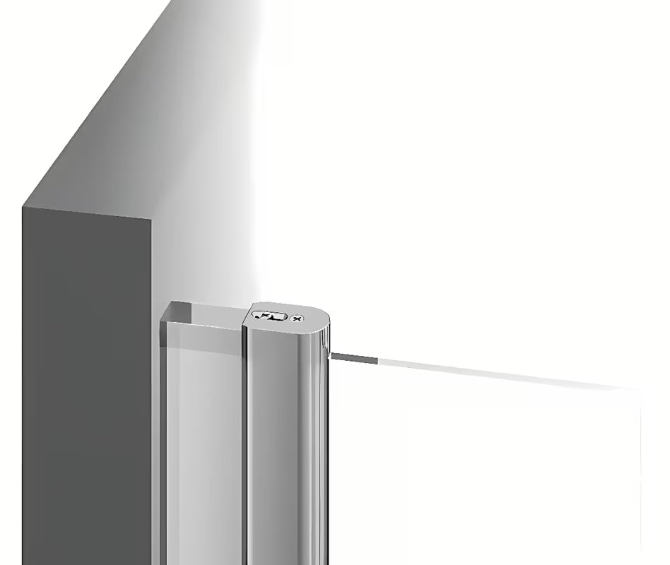 Sprchové dveře Ravak Chrome 120 cm v lesklém chromu s čirým bezpečnostním sklem a otočným otevíráním.