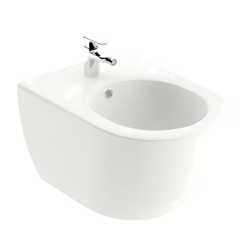 Bílý závěsný bidet Ravak Chrome z keramického materiálu se skrytou montáží EasyFix