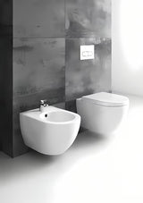 Bílý závěsný bidet Ravak Chrome z keramického materiálu se skrytou montáží EasyFix