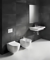 Bílý závěsný bidet Ravak Chrome z keramického materiálu se skrytou montáží EasyFix