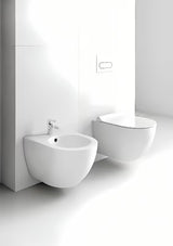 Bílý závěsný bidet Ravak Chrome z keramického materiálu se skrytou montáží EasyFix