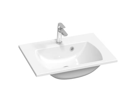 Bílé nábytkové umyvadlo Ravak Classic Slim 600 z litého mramoru s přepadem