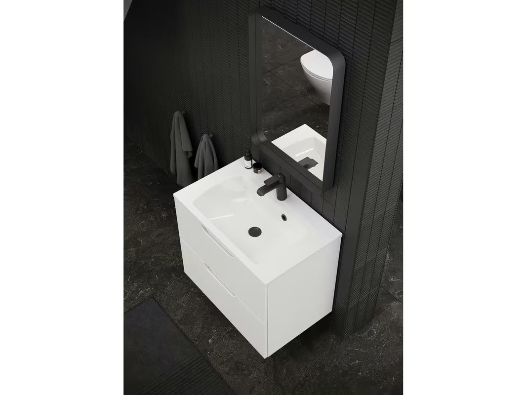 Bílé nábytkové umyvadlo Ravak Classic Slim 600 z litého mramoru s přepadem