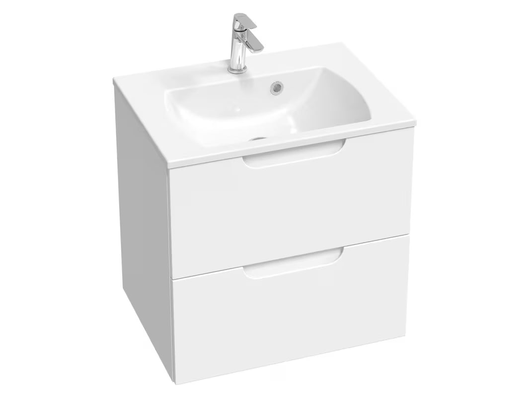 Bílé nábytkové umyvadlo Ravak Classic Slim 600 z litého mramoru s přepadem