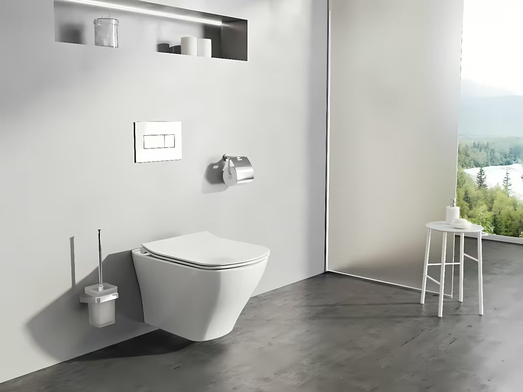Bílé závěsné WC Ravak Classic s bezokrajovou technologií RimOff a skrytým upevněním