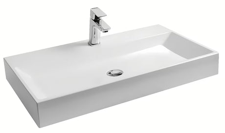 Bílé závěsné umyvadlo Ravak Natural 80x45 cm z litého mramoru bez přepadu