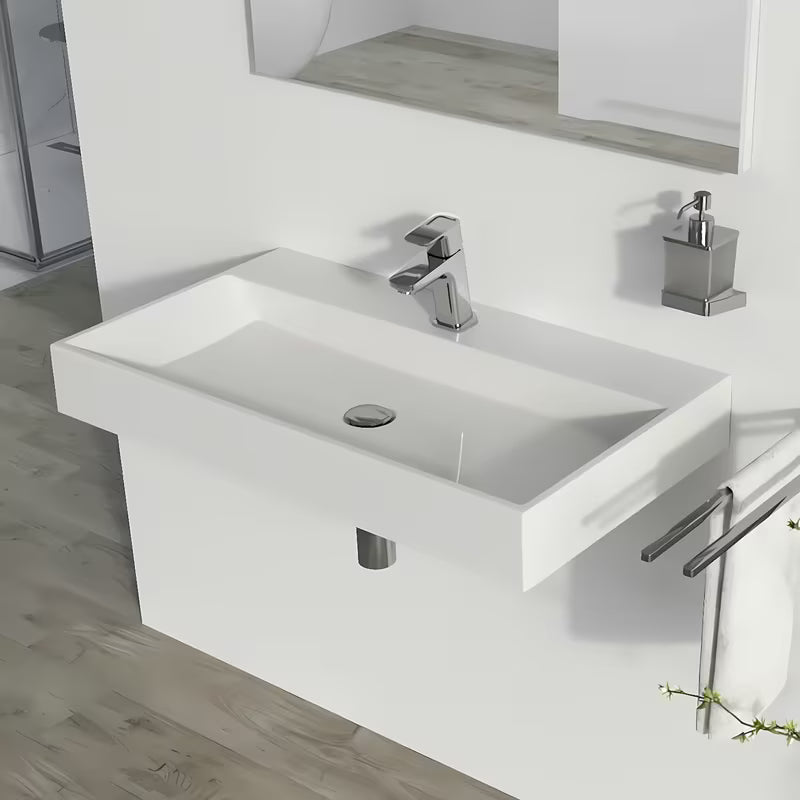 Bílé závěsné umyvadlo Ravak Natural 80x45 cm z litého mramoru bez přepadu