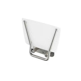 Sklopné sprchové sedátko Ravak Ovo B s nerezovou konstrukcí a průsvitně bílým sedákem Opal (Clear).
