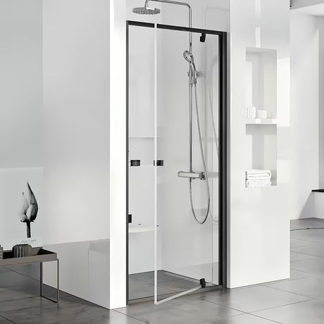 Ravak Pivot sprchové dveře 90 cm v černé barvě s čirým sklem a pivotovým otevíráním