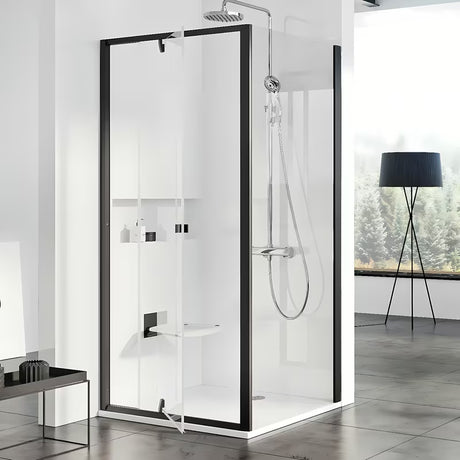 Ravak Pivot boční zástěna ke sprchovým dveřím 90 cm v černém rámu s čirým sklem