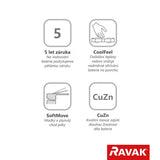 Nástěnná sprchová baterie Ravak Puri v chromovém provedení s technologií CoolFeel