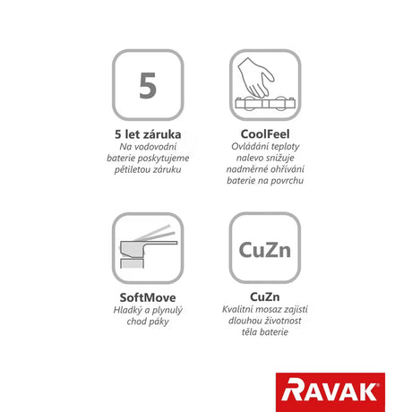 Nástěnná sprchová baterie Ravak Puri v chromovém provedení s technologií CoolFeel