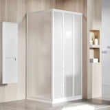 Bílé sprchové dveře Ravak Supernova 90 cm s posuvným otevíráním a neprůhlednou výplní Pearl.