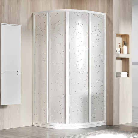 Čtvrtkruhový sprchový kout Ravak Supernova 90x90 cm v bílé barvě s posuvnými dveřmi a výplní Pearl