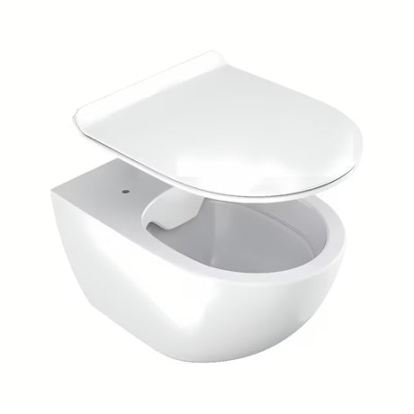 Bílé závěsné WC Ravak Vita RimOff bez klasického oplachového lemu se skrytým uchycením EasyFix.