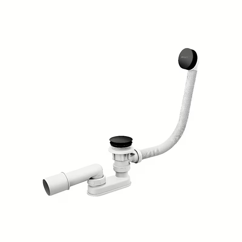 Vanový odtokový komplet s přepadem 570 mm v černé matné s ovládáním Click-Clack