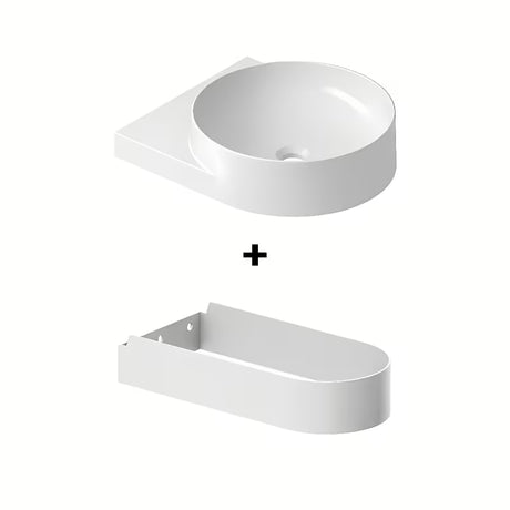 Bílé keramické zápustné umyvadlo Ravak Yard se zapuštěnou odkládací plochou a minimalistickým designem.