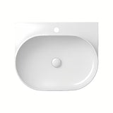 Bílé zápustné umyvadlo Ravak Yard s oválným tvarem a skrytou odkládací plochou