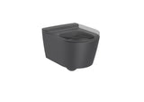 Závěsné WC Roca Inspira v matné barvě onyx s bezokrajovým provedením Rimless a skrytým uchycením.