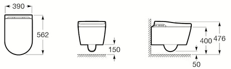 Závěsné WC Roca Inspira In-Wash s integrovaným bidetem v bílé barvě a Rimless provedením.