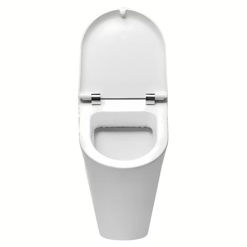 Bílý domácí pisoár Roca Nexo s poklopem SoftClose pro tiché a pomalé zavírání.