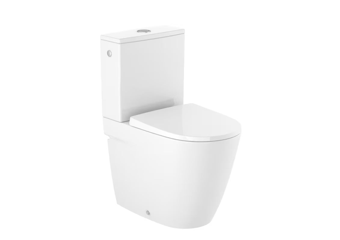 Bílé stojící WC kombi Roca Ona bez splachovacího okruhu v oblém moderním designu