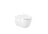 Bílé závěsné WC Roca Ona bez splachovacího okruhu s technologií Roca Rimless a skrytým uchycením.
