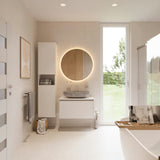 Bílá závěsná skříňka pod umyvadlo Roca Ona s matným povrchem a plnovýsuvem